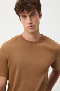 Medicine tricou din bumbac culoarea maro, neted imagine