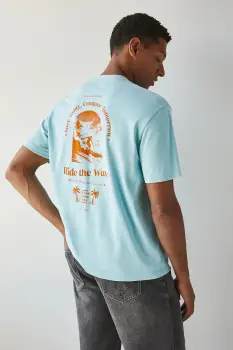 Medicine tricou din bumbac culoarea turcoaz, cu imprimeu imagine