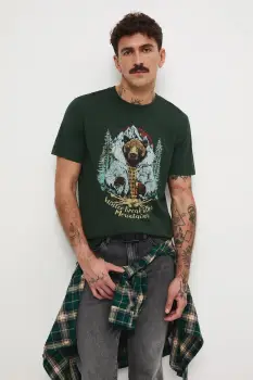 Medicine tricou din bumbac culoarea verde, cu imprimeu imagine