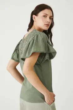 Medicine tricou din bumbac culoarea verde, cu spate descoperit imagine