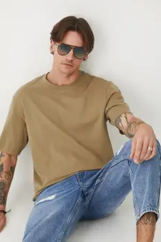 Medicine tricou din bumbac culoarea verde, neted imagine