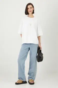 Medicine tricou din bumbac femei, culoarea alb imagine