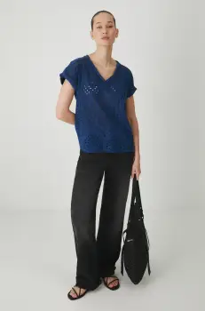 Medicine tricou din bumbac femei, culoarea albastru marin imagine