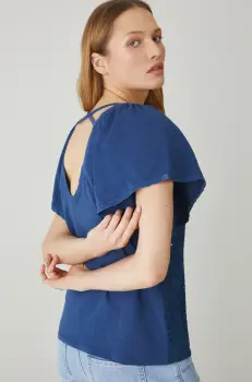 Medicine tricou din bumbac femei, culoarea albastru marin imagine