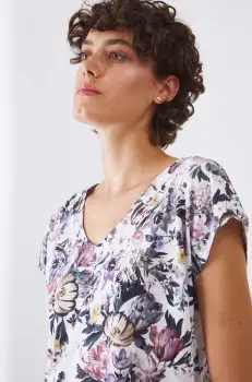 Medicine tricou din bumbac femei, culoarea bej imagine