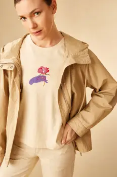 Medicine tricou din bumbac femei, culoarea bej imagine