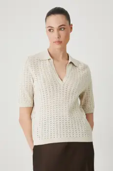 Medicine tricou din bumbac femei, culoarea bej imagine