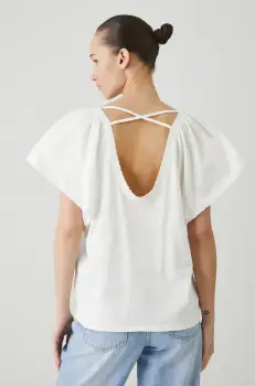 Medicine tricou din bumbac femei, culoarea bej imagine