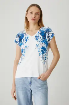 Medicine tricou din bumbac femei, culoarea bej imagine