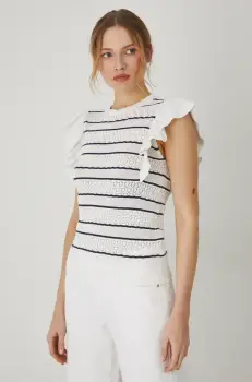 Medicine tricou din bumbac femei, culoarea bej imagine