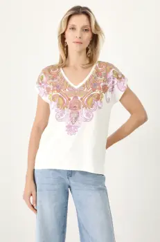 Medicine tricou din bumbac femei, culoarea bej imagine