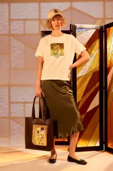 Medicine tricou din bumbac femei, culoarea bej imagine