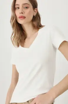 Medicine tricou din bumbac femei, culoarea bej imagine