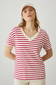 Medicine tricou din bumbac femei, culoarea bej imagine