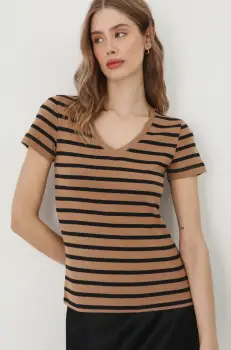 Medicine tricou din bumbac femei, culoarea bej imagine