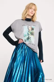 Medicine tricou din bumbac femei, culoarea gri imagine