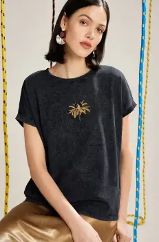 Medicine tricou din bumbac femei, culoarea gri imagine