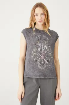 Medicine tricou din bumbac femei, culoarea gri imagine