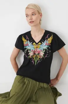 Medicine tricou din bumbac femei, culoarea negru imagine