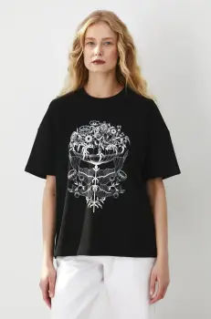 Medicine tricou din bumbac femei, culoarea negru imagine