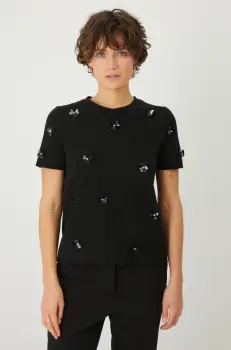 Medicine tricou din bumbac femei, culoarea negru imagine