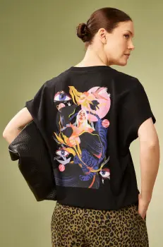 Medicine tricou din bumbac femei, culoarea negru imagine