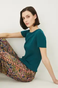 Medicine tricou din bumbac femei, culoarea verde imagine