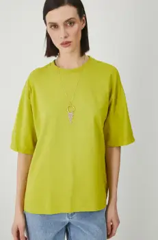 Medicine tricou din bumbac femei, culoarea verde imagine