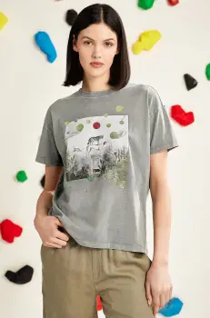 Medicine tricou din bumbac femei, culoarea verde imagine