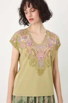 Medicine tricou din bumbac femei, culoarea verde imagine