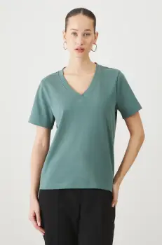 Medicine tricou din bumbac femei, culoarea verde imagine
