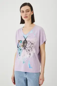 Medicine tricou din bumbac femei, culoarea violet imagine