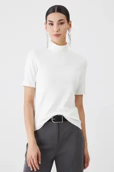 Medicine tricou femei, culoarea bej, cu guler imagine