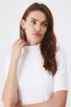 Medicine tricou femei, culoarea bej, cu turtleneck imagine