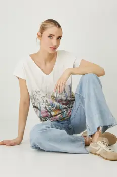 Medicine tricou femei, culoarea bej imagine