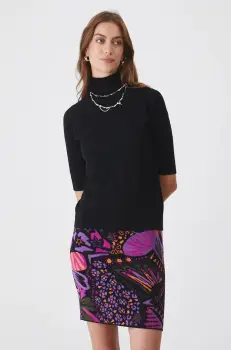 Medicine tricou femei, culoarea negru, cu guler imagine