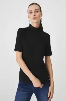 Medicine tricou femei, culoarea negru, cu guler imagine