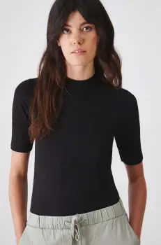 Medicine tricou femei, culoarea negru, cu turtleneck imagine