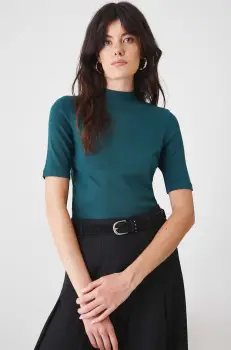 Medicine tricou femei, culoarea verde, cu turtleneck imagine