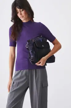 Medicine tricou femei, culoarea violet, cu turtleneck imagine