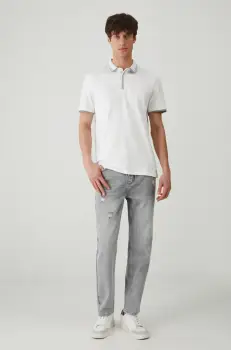 Medicine tricou polo barbati, culoarea alb, neted imagine