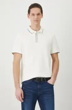 Medicine tricou polo barbati, culoarea bej, neted imagine