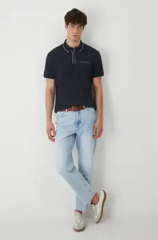 Medicine tricou polo culoarea albastru marin, neted imagine