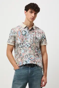 Medicine tricou polo culoarea bej, cu imprimeu imagine