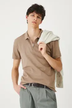 Medicine tricou polo culoarea bej, melanj imagine