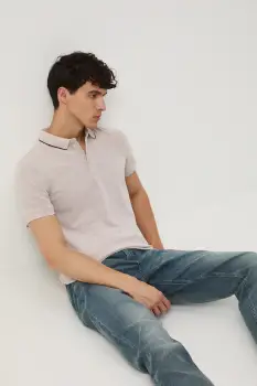 Medicine tricou polo culoarea bej, melanj imagine