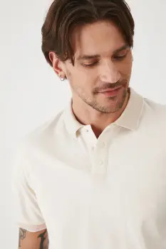 Medicine tricou polo culoarea bej, melanj imagine