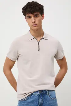 Medicine tricou polo culoarea bej, melanj imagine