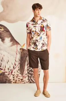 Medicine tricou polo culoarea bej, modelator imagine