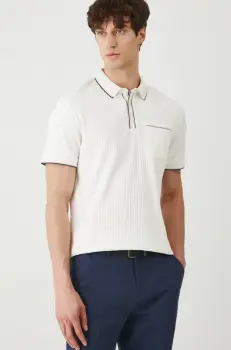 Medicine tricou polo culoarea bej, neted imagine